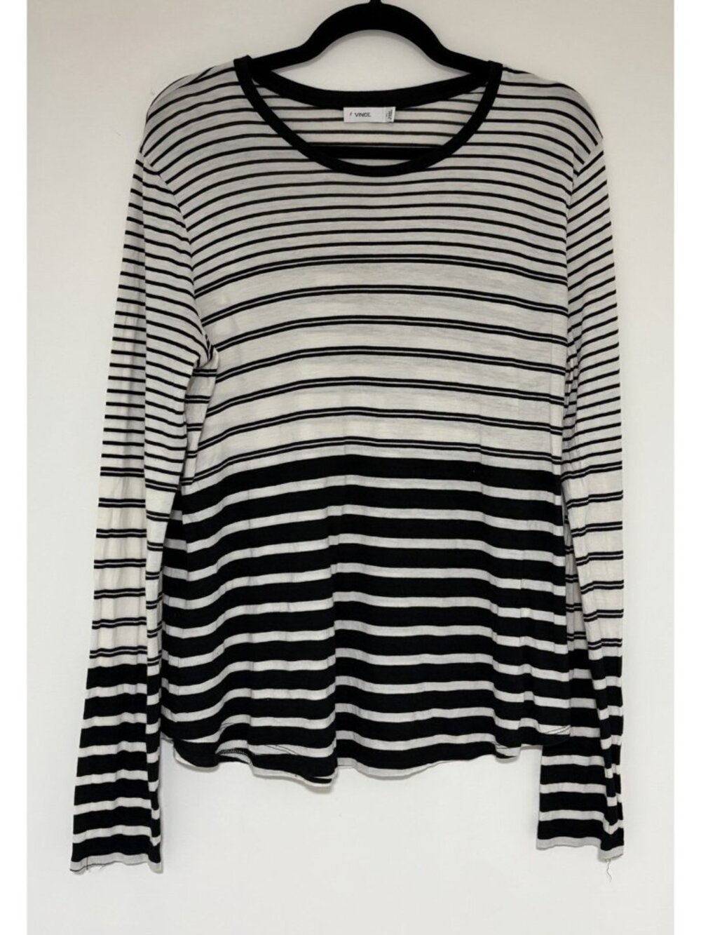 Vince Black White Striped Long Sleeve Pima Cotton Modal Women’s Shirt Sz XL